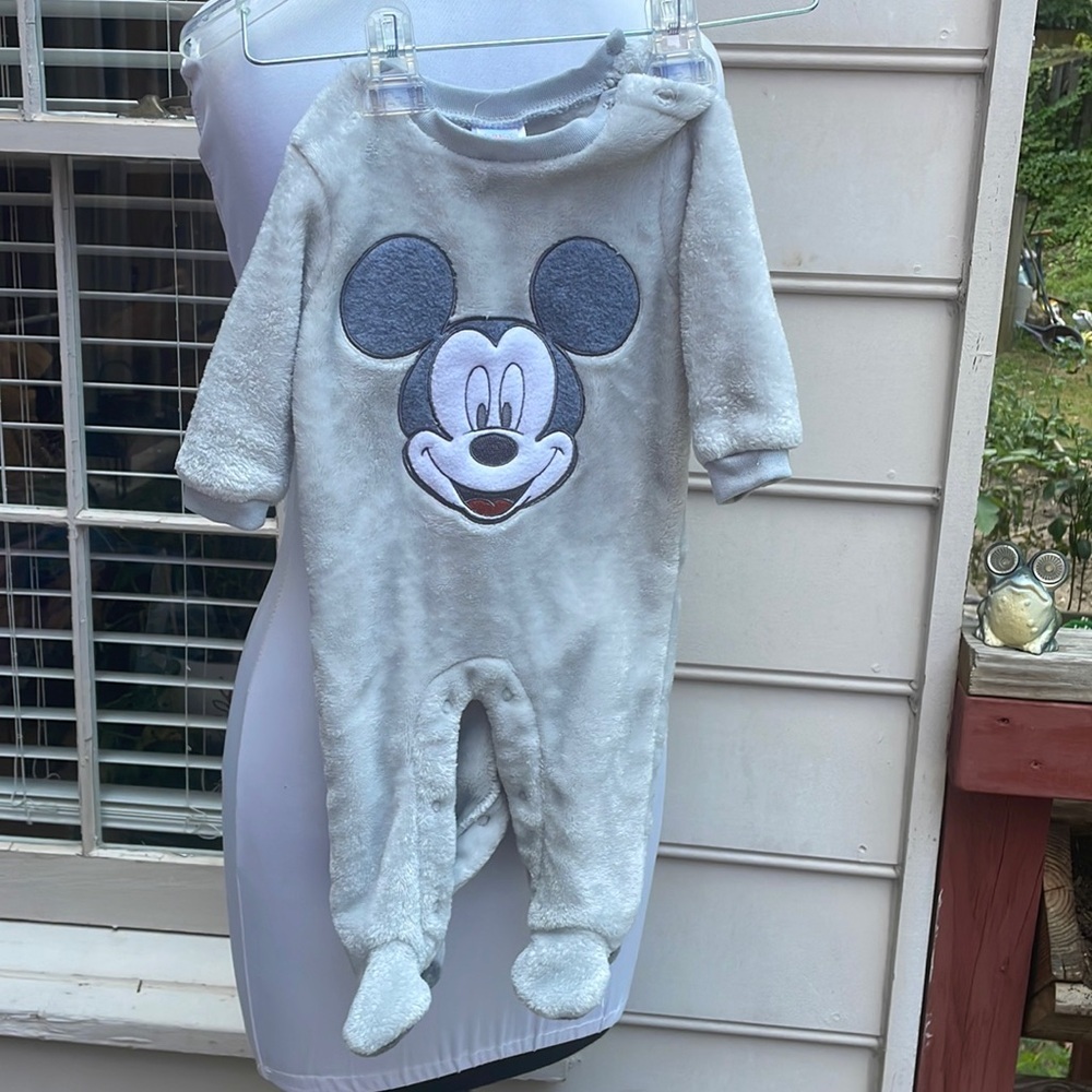 Mickey Mouse Plush Footie Sleeper Onesie Pajama Size 3/6 Months